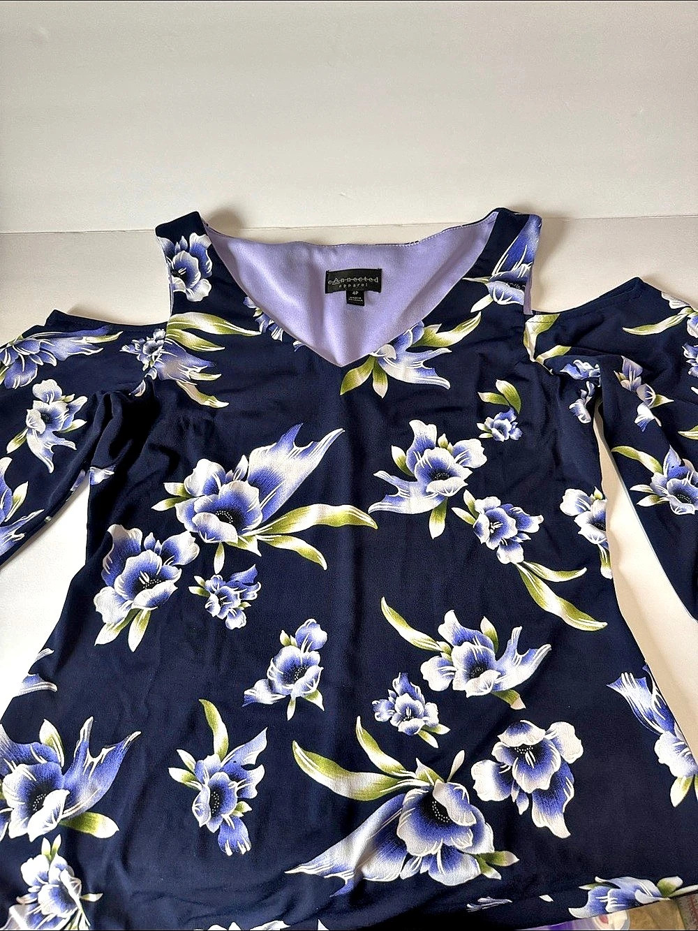 Connected Apparel Floral dress in navy Blue & Purple